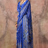 Forbearance Blue Ajrakh Printed Satin Silk Saree With Divine Blouse Piece
