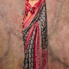 Desuetude Black Ajrakh Printed Satin Silk Saree With Glorious Blouse Piece