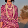 Amiable Purple Digital Printed Tussar Silk Saree With Seraglio Blouse Piece