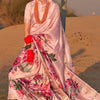 Murmurous Baby Pink Digital Printed Tussar Silk Saree With Elision Blouse Piece