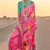 Brood Dark Pink Digital Printed Tussar Silk Saree With Divine Blouse Piece
