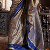 Adorning Golden Banarasi Tussar Silk Saree With Ethereal Blouse Piece