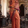 Efflorescence Peach Banarasi Tussar Silk Saree With Seraphic Blouse Piece