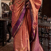 Efflorescence Peach Banarasi Tussar Silk Saree With Seraphic Blouse Piece