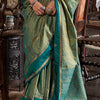 Alluring Green Banarasi Tussar Silk Saree With Surreptitious Blouse Piece