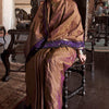 Vibrant Brown Banarasi Tussar Silk Saree With Ethnic Blouse Piece