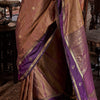Vibrant Brown Banarasi Tussar Silk Saree With Ethnic Blouse Piece