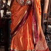 Exceptional Orange Banarasi Tussar Silk Saree With Imaginative Blouse Piece