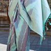 Seraglio Sky Soft Banarasi Silk Saree With Petrichor Blouse Piece