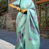 Prettiest Turquoise Soft Banarasi Silk Saree With Blooming Blouse Piece