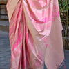 Elegant Baby Pink Soft Banarasi Silk Saree With Jazzy Blouse Piece