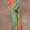Prominent Pista Two Tone Soft Banarasi Silk Saree With Precious Blouse