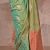 Prominent Pista Two Tone Soft Banarasi Silk Saree With Precious Blouse