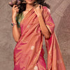 Exceptional Pink Two Tone Soft Banarasi Silk Saree With Nectarous Blouse