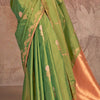 Beleaguer Green Two Tone Soft Banarasi Silk Saree With Resonant Blouse