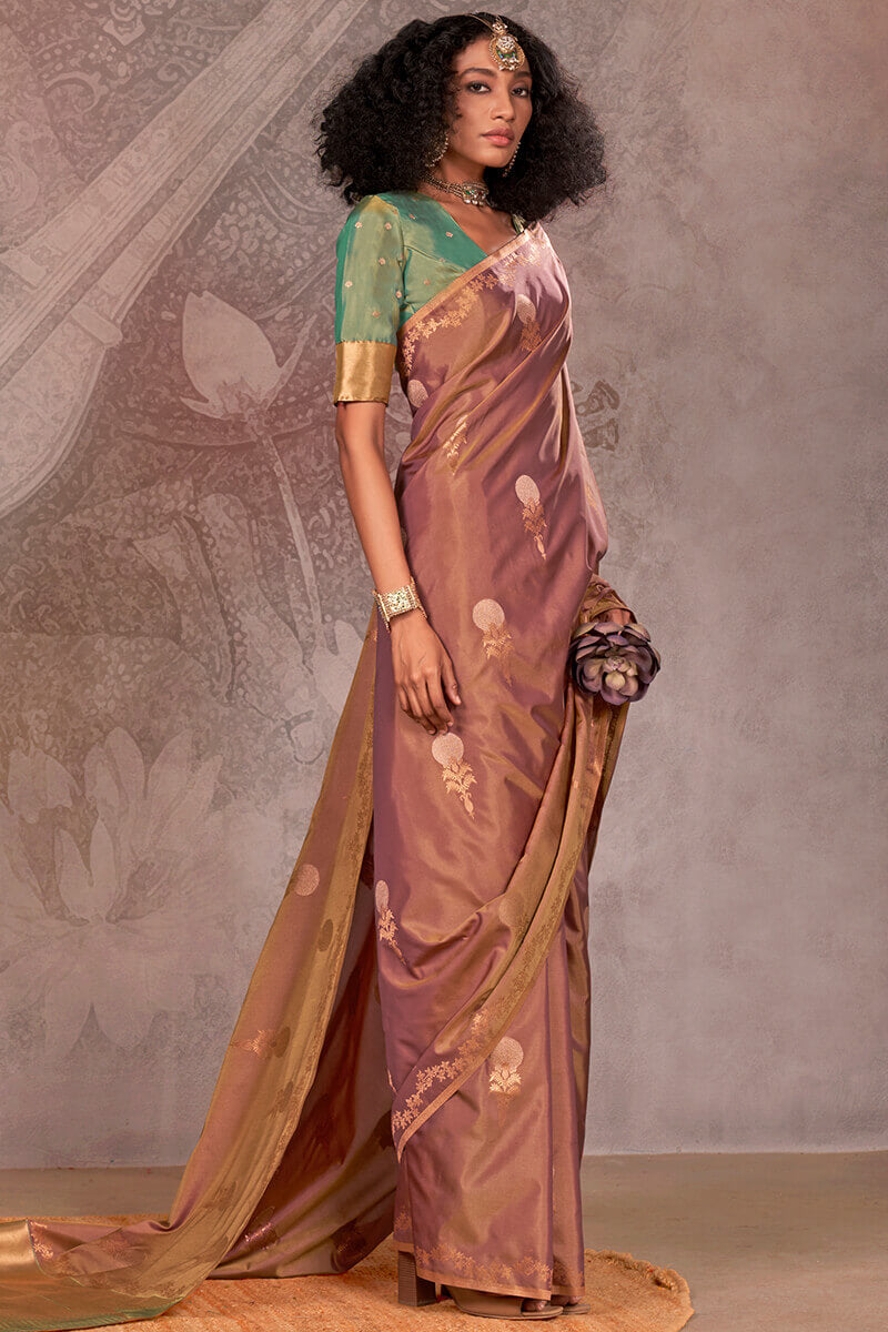 Felicitous Brown Two Tone Soft Banarasi Silk Saree With Evocative Blouse