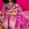 Trendy Magenta Soft Banarasi Tissue Silk Saree With Pleasant Blouse Piece