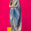 Ravishing Blue Soft Banarasi Tissue Silk Saree With Seraphic  Blouse Piece