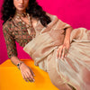 Vivacious Beige Soft Banarasi Tissue Silk Saree With Bewitching Blouse Piece