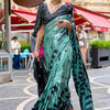 Imaginative Turquoise Digital Printed Satin Silk Saree With Splendiferous Blouse Piece