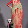Moiety Pista Pashmina saree With Pleasurable Blouse Piece