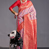 Serendipity Lavender Pashmina saree With Snazzy Blouse Piece