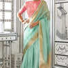 Incredible Turquoise Soft Silk Saree With Petrichor Blouse Piece