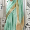 Incredible Turquoise Soft Silk Saree With Petrichor Blouse Piece