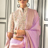 Entrancing Lavender Soft Silk Saree With Brood Blouse Piece