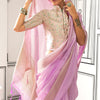 Entrancing Lavender Soft Silk Saree With Brood Blouse Piece