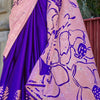 Sizzling Royal Blue and Pink Digital Printed Satin Silk Saree With Gorgeous Blouse Piece