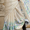 Capricious Off White Digital Printed Satin Silk Saree With Gratifying Blouse Piece
