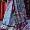 Desuetude Grey Digital Printed Satin Silk Saree With Diaphanous Blouse Piece
