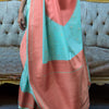 Surpassing Sky Soft Banarasi Silk Saree With Groovy Blouse Piece