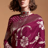 Gorgeous Wine Georgette Banarasi Silk Saree With Pretty Blouse Piece