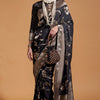 Glorious Black Georgette Banarasi Silk Saree With Beauteous Blouse Piece
