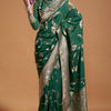 Exuberant Dark Green Georgette Banarasi Silk Saree With Piquant Blouse Piece