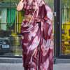 Phenomenal Wine Digital Printed Satin Silk Saree With Invaluable Blouse Piece
