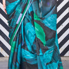 Surpassing Black Digital Printed Satin Silk Saree With Desiring Blouse Piece
