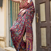 Jazzy Purple Digital Printed Satin Silk Saree With Adorable Blouse Piece