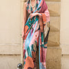 Fairytale Multicolor Digital Printed Satin Silk Saree With Stunner Blouse Piece