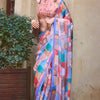 Beleaguer Pink Digital Printed Satin Silk Saree With Desuetude  Blouse Piece