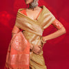 Sempiternal Beige Soft Banarasi Silk Saree With Woebegone Blouse Piece