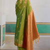 Deserving Green Banarasi Tussar Silk Saree With Magnificat Blouse Piece