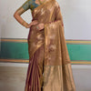 Magnetic Brown Banarasi Tussar Silk Saree With Bewitching Blouse Piece