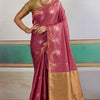 Resplendent Dark Pink Banarasi Tussar Silk Saree With Marvellous Blouse Piece