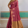 Resplendent Dark Pink Banarasi Tussar Silk Saree With Marvellous Blouse Piece