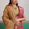 Resplendent Dark Pink Banarasi Tussar Silk Saree With Marvellous Blouse Piece