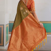 Epiphany Mustard Banarasi Tussar Silk Saree With Gleaming Blouse Piece
