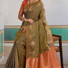 Epiphany Mustard Banarasi Tussar Silk Saree With Gleaming Blouse Piece